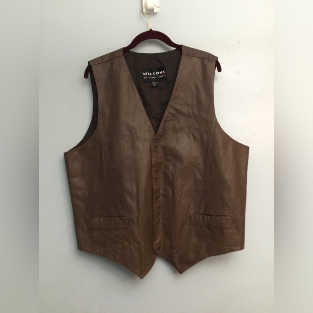 Wilson Brown Leather Vest with V-Neck